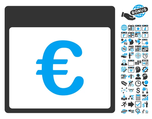 Euro Currency Calendar Page Icône vectorielle plate avec bonus — Image vectorielle