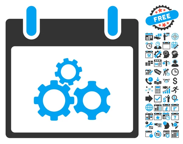 Mekanik vites takvim gün düz vektör simge Bonus ile