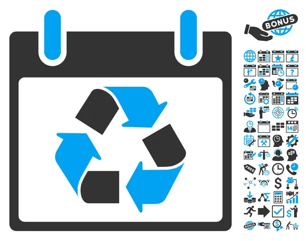 Recycler l'icône vectorielle plate de jour de calendrier avec le boni — Image vectorielle