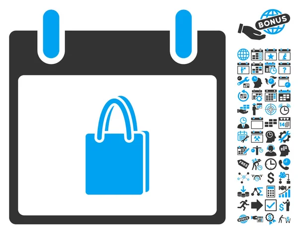 Shopping Bag Calendario Giorno Icona vettoriale piatta con bonus — Vettoriale Stock