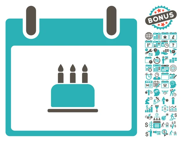 Birthday Cake Calendar Day Flat Vector Icon With Bonus — Stock Vector