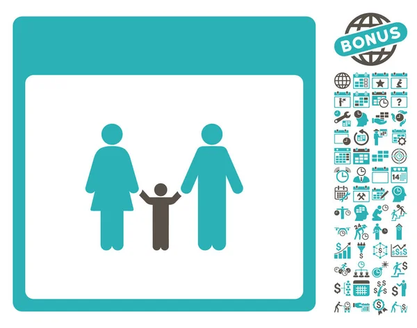 Familie pagina platte Vector kalenderpictogram met Bonus — Stockvector