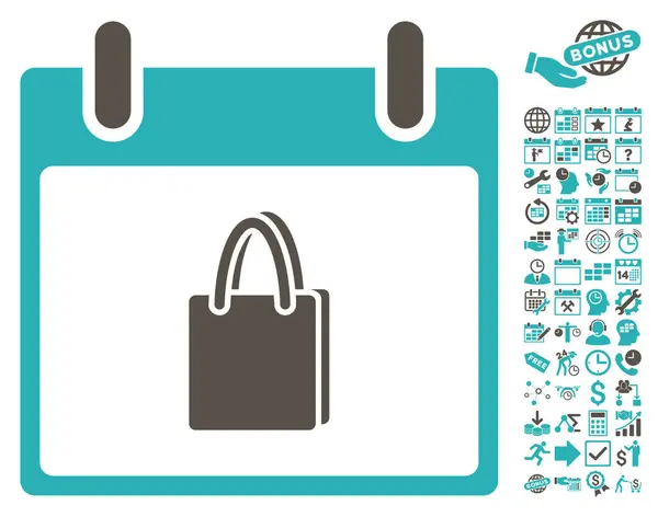 Shopping Bag Calendario Giorno Icona vettoriale piatta con bonus — Vettoriale Stock