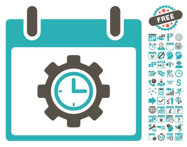 Bonus ile zaman dişli takvim gün düz vektör simgesi