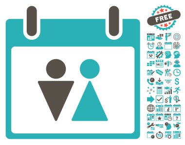 Tuvalet takvim gün düz vektör simgesi Bonus ile