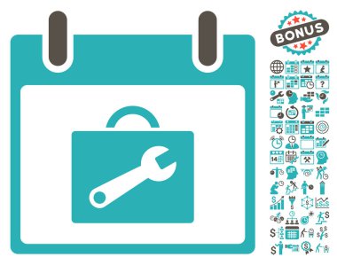 Araç kutusu takvim gün düz vektör simgesi Bonus ile