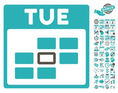 Bonus ile Salı takvim kılavuz düz vektör simgesi