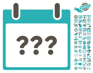 Bonus ile bilinmeyen gün takvim sayfa düz vektör simgesi