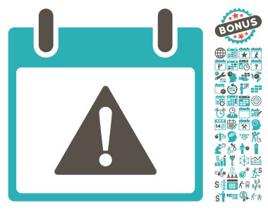 Uyarı takvim gün düz vektör simgesi Bonus ile