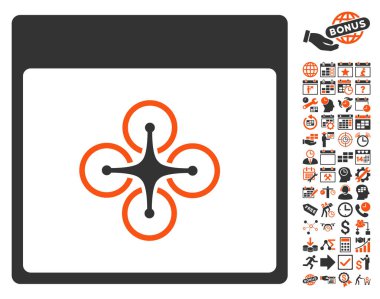 Bonus ile hava helikopter takvim sayfa düz vektör simgesi