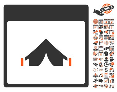 Bonus ile kamp takvimi sayfa düz vektör simgesi