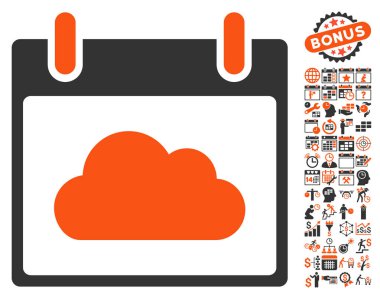 Bonus ile bulut takvim gün düz vektör simgesi