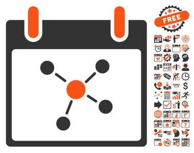 Bonus ile bağlantıları takvim gün düz vektör simgesi