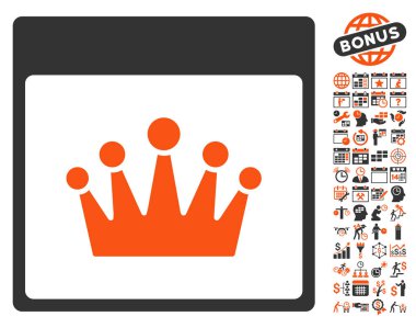 Bonus ile taç takvim sayfa düz vektör simgesi