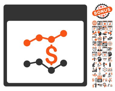 Mali çizelgeleri ile Bonus sayfa düz vektör simge takvim