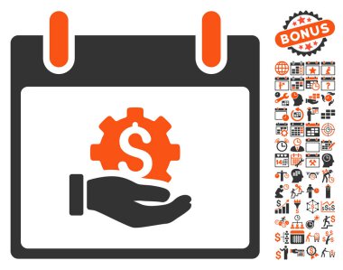 Finansal kalkınma el takvim gün düz vektör simgesi Bonus ile