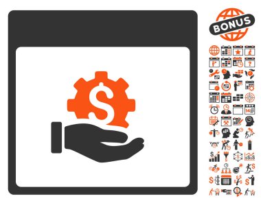 Finansal kalkınma el takvim sayfa düz vektör simgesi Bonus ile