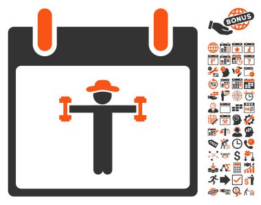 Bonus ile fitness takvim gün düz vektör simgesi