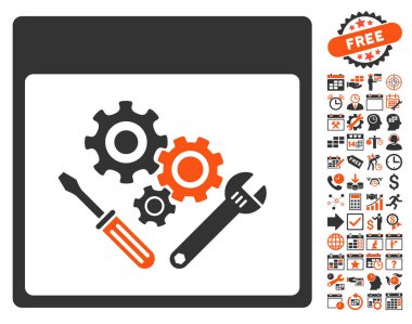 Vites araçlar ile Bonus sayfa düz vektör simge takvim