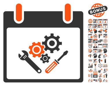 Araç Araçlar takvim gün düz vektör simgesi Bonus ile