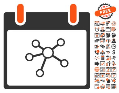 Bonus ile bağlantıları takvim gün düz vektör simgesi