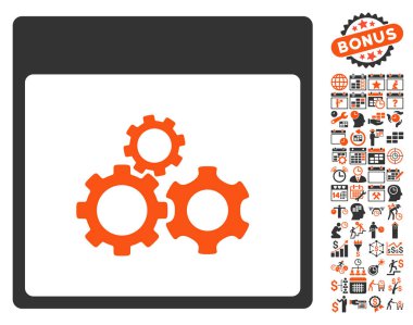 Mekanik vites ile Bonus sayfa düz vektör simge takvim