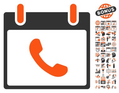 Bonus ile telefon takvim gün düz vektör simgesi