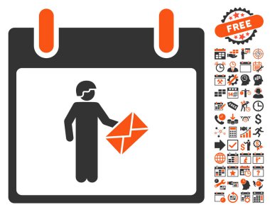 Postacı takvim gün düz vektör simge Bonus ile