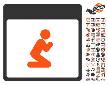 Kişi takvim sayfa düz vektör simge Bonus ile dua