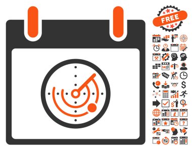 Bonus ile radar takvim gün düz vektör simgesi