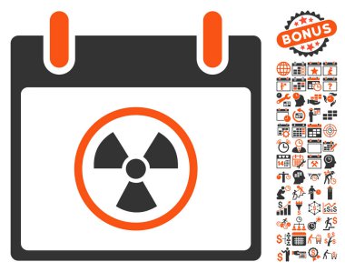 Bonus ile radyoaktif takvim gün düz vektör simgesi