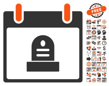 Bonus ile rip anıt takvim gün düz vektör simgesi