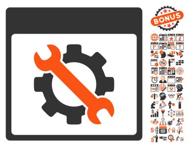 Ayarları araçları ile Bonus sayfa düz vektör simge takvim