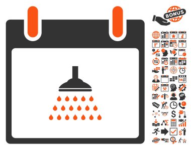 Bonus ile duş takvim gün düz vektör simgesi
