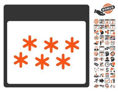 Kar taneleri ile Bonus sayfa düz vektör simge takvim