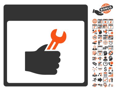 Anahtar hizmet el takvim sayfa düz vektör simgesini Bonus ile