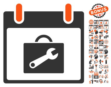 Araç kutusu takvim gün düz vektör simgesi Bonus ile