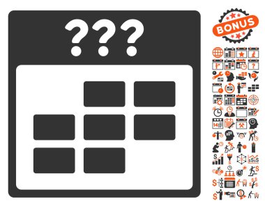 Bonus ile bilinmeyen ay takvimi kılavuz düz vektör simgesi