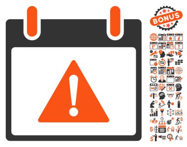 Uyarı takvim gün düz vektör simgesi Bonus ile