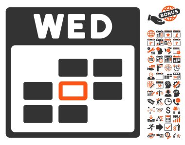 Bonus ile Çarşamba takvim kılavuz düz vektör simgesi