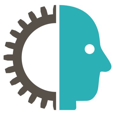 Cyborg kafa düz simgesi