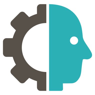 Cyborg kafa düz simgesi