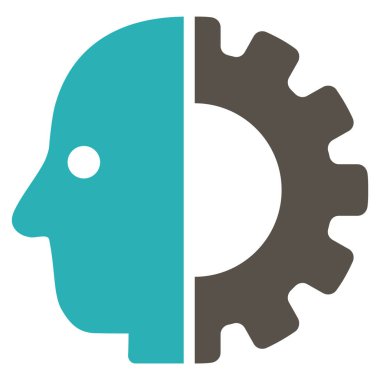 Cyborg kafa düz simgesi