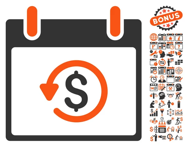 Takvim gün düz vektör simge Bonus ile iade