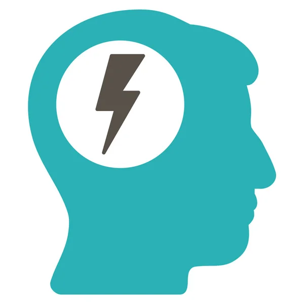 Brain Electric Shock Flat Icon — Stock Vector
