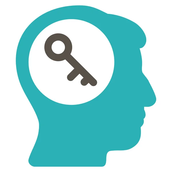 Brain Key Flat Icon — Stock Vector