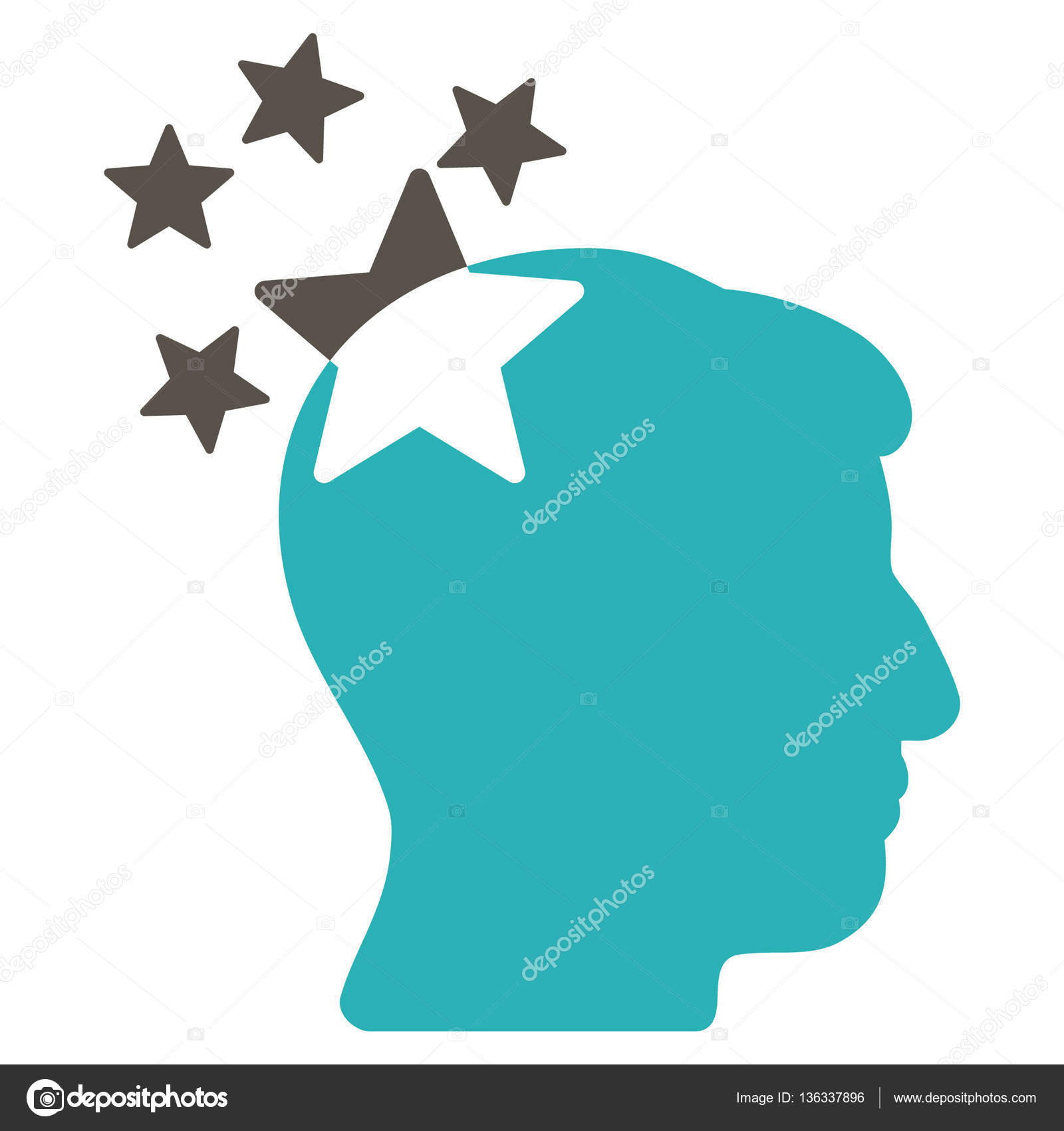 Sterren Druk Hoofd Plat Pictogram Stockvector Ahasoft 136337896