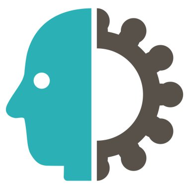 Cyborg kafa düz simgesi