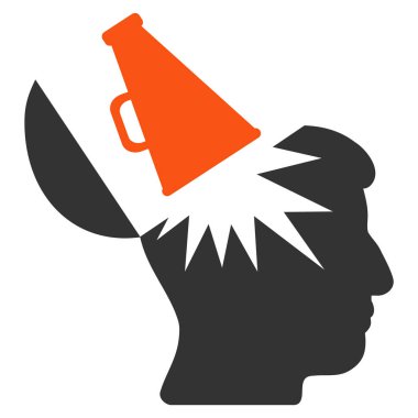 Açık beyin megafon düz simgesi