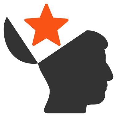 Açık kafa yıldız düz simgesi